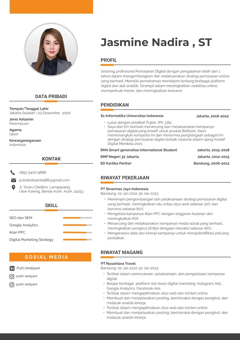 Template CV Clean Slate